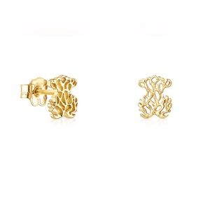 TOUS Oceaan coral bear earrings in 18kt yellow gold. Size of bear: 8 mm.